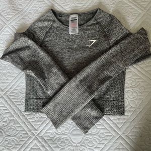 GYMSHARK vital seamless long sleeve crop top grey